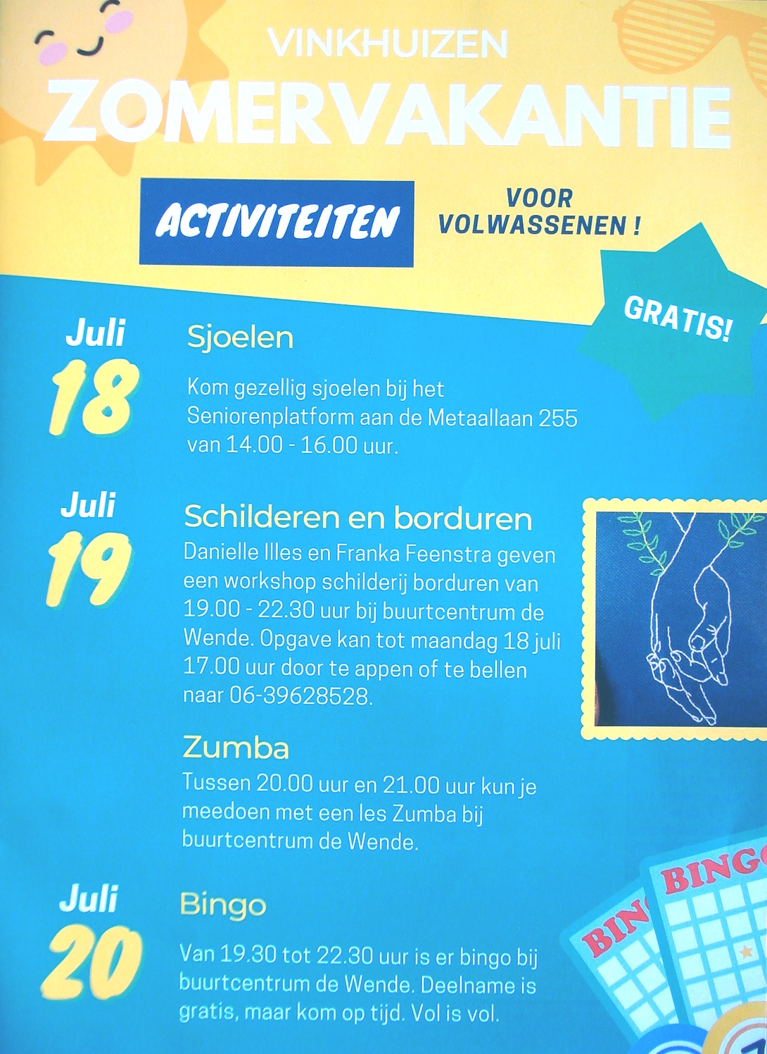 Zomerprogramma Vinkhuizen vanaf 18 juli 2022
